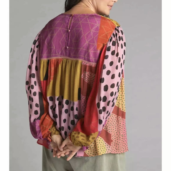 anthropologie BL-NK LONDON miranda peasant blouse S M - Picture 5 of 16